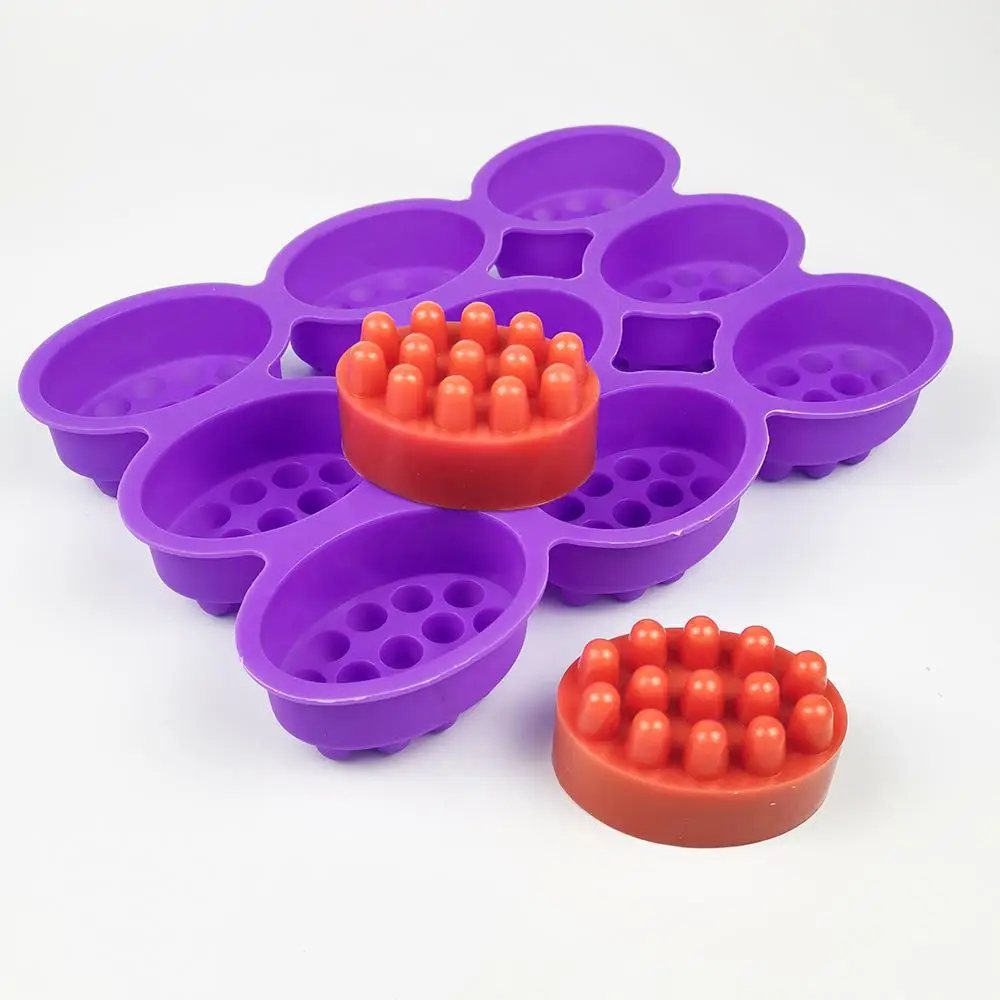 Soap Making Kit For Beginners - قالب صابون سيليكون بفتحتين للتدليك البيضاوي